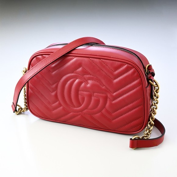 Gucci Shoulder Red Quilted GG Bag Hibiscus Marmont - Picture 2 of 5